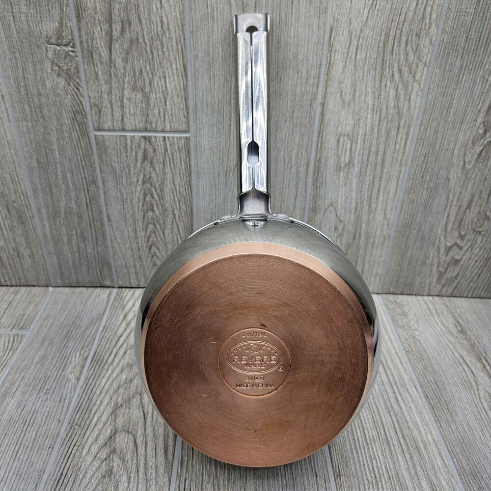 Revere Ware 2 Qt Polished Ellipse Copper Disk Sauce Pan Pot SM 03k